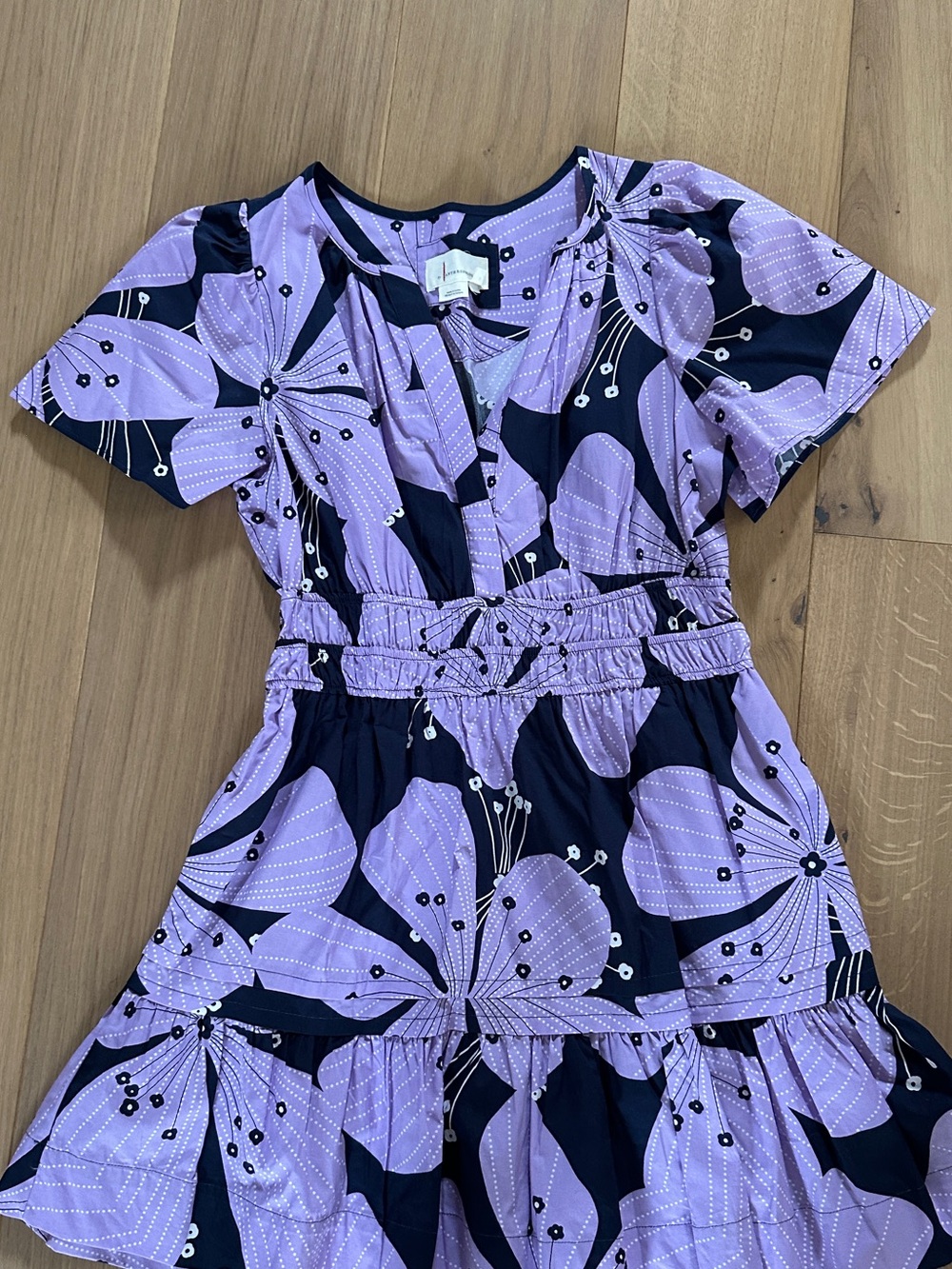 Anthropologie Purple & Black Tiered the Somerset Mini Dress
